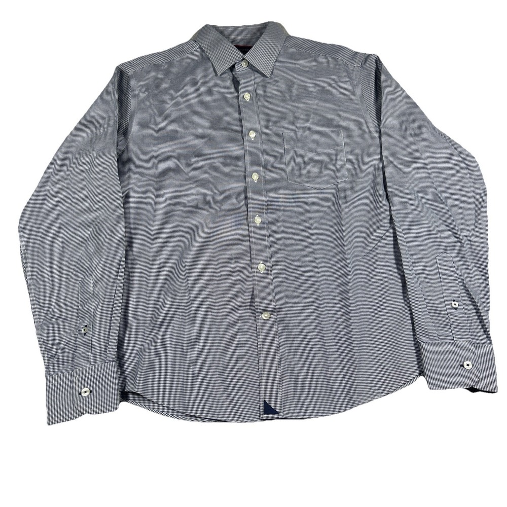 Untuckit Shirt Mens Medium M Long Sleeve Button Up Blue Check Wrinkle Free